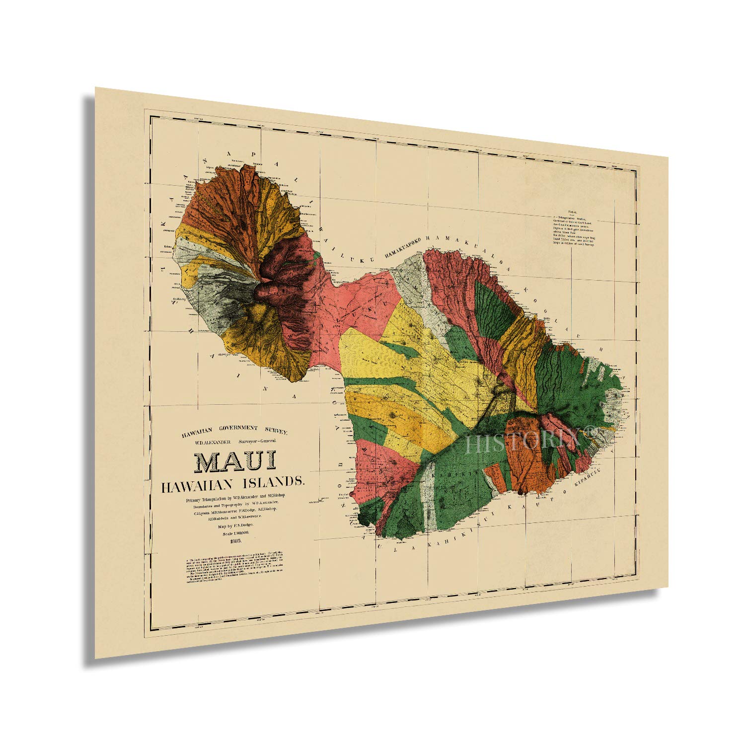 Hawaii Map アート作品 ヴィンテージ風フレーム Vintage Map of Hawaii Picture – GeoJango Maps